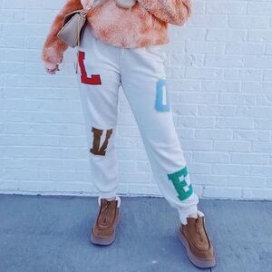 Aerie Valentines Every Day Cozy Love Patchwork Jogger Sweatpants